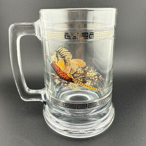 Princess House Pheasant Clear Glass Weighted Beer Mug Stein Hunting Game Bird